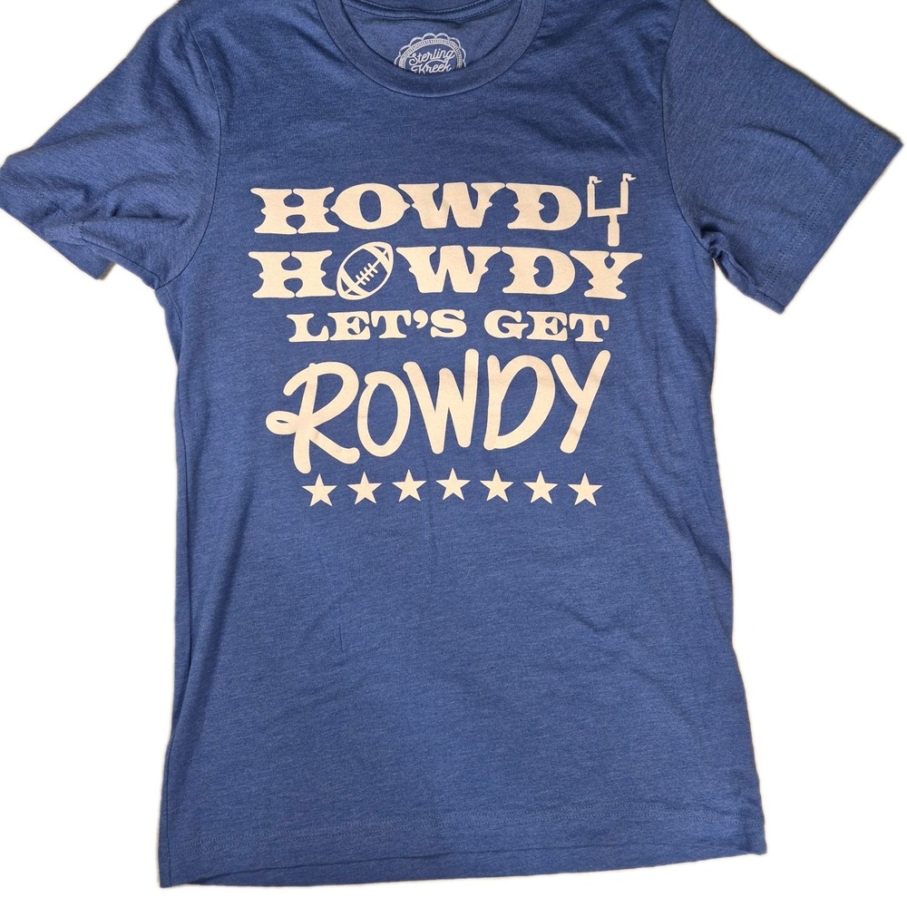 Sterling Kreek Football Tshirt Men's S Blue Lets Get Rowdy Graphic New